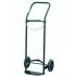 Heavy-duty hand truck with a curved handle, chain support, and solid wheels.