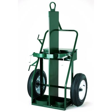Heavy-duty cart with large wheels and a flat platform for material transport.